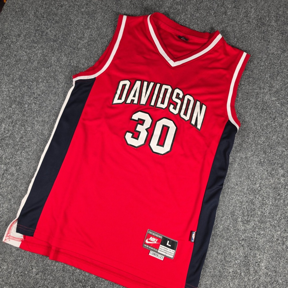 Vtg‎ Steph Curry Davidson Nike Basketball Jersey Mens Large Red 30 NCAA